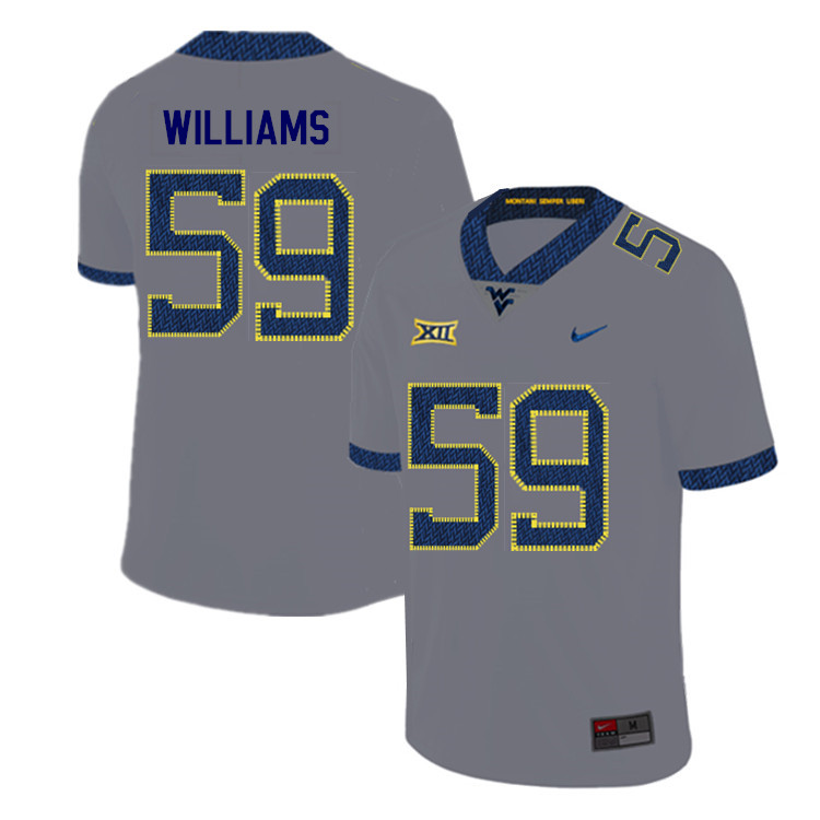 2019 Men #59 Luke Williams West Virginia Mountaineers College Football Jerseys Sale-Gray